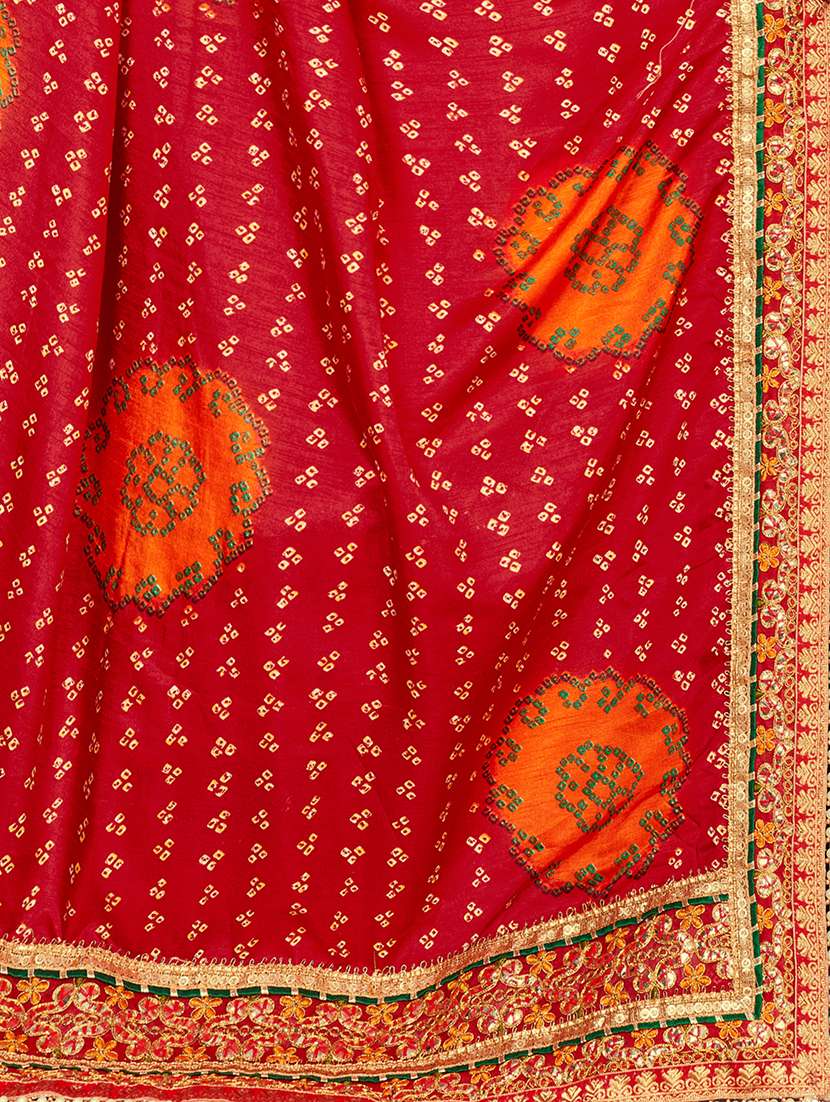 Women Bandhani Printed Half And Half Saree With Blouse - 22606525 -  Standard Image - 4