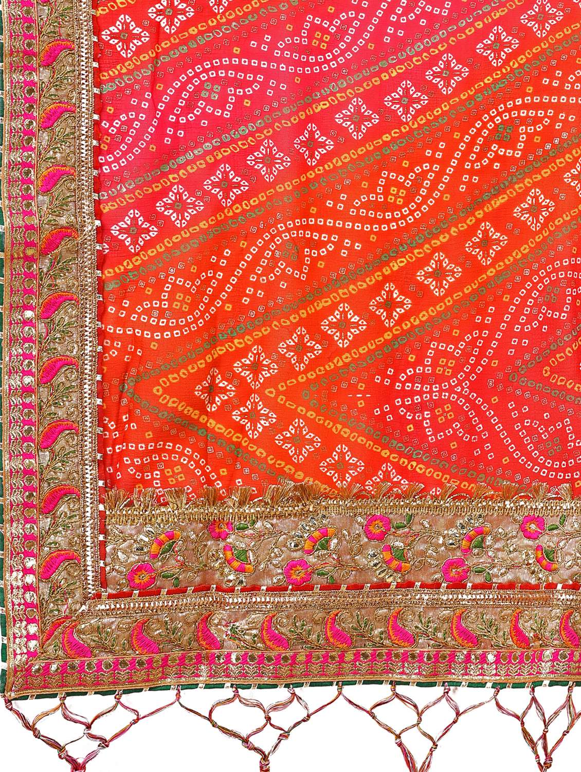Women Bandhani Printed Half & Half Saree With Blouse - 22606778 -  Standard Image - 4