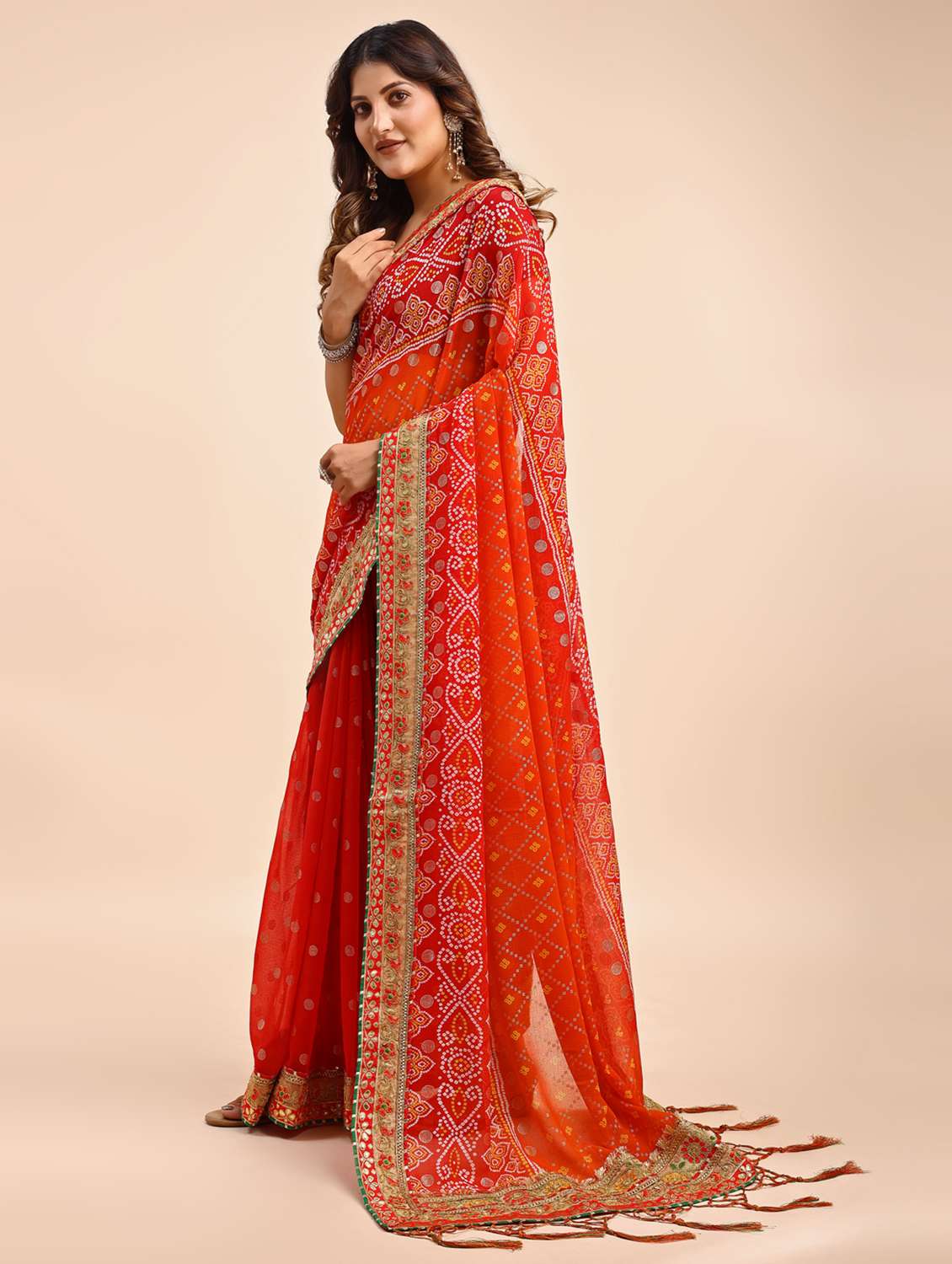 Women Bandhani Printed Half & Half Saree With Blouse - 22606779 -  Standard Image - 1