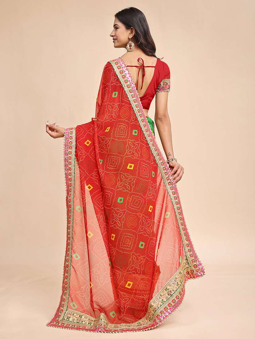 women bandhani printed half & half saree with blouse - 22606840 -  Standard Image - 4