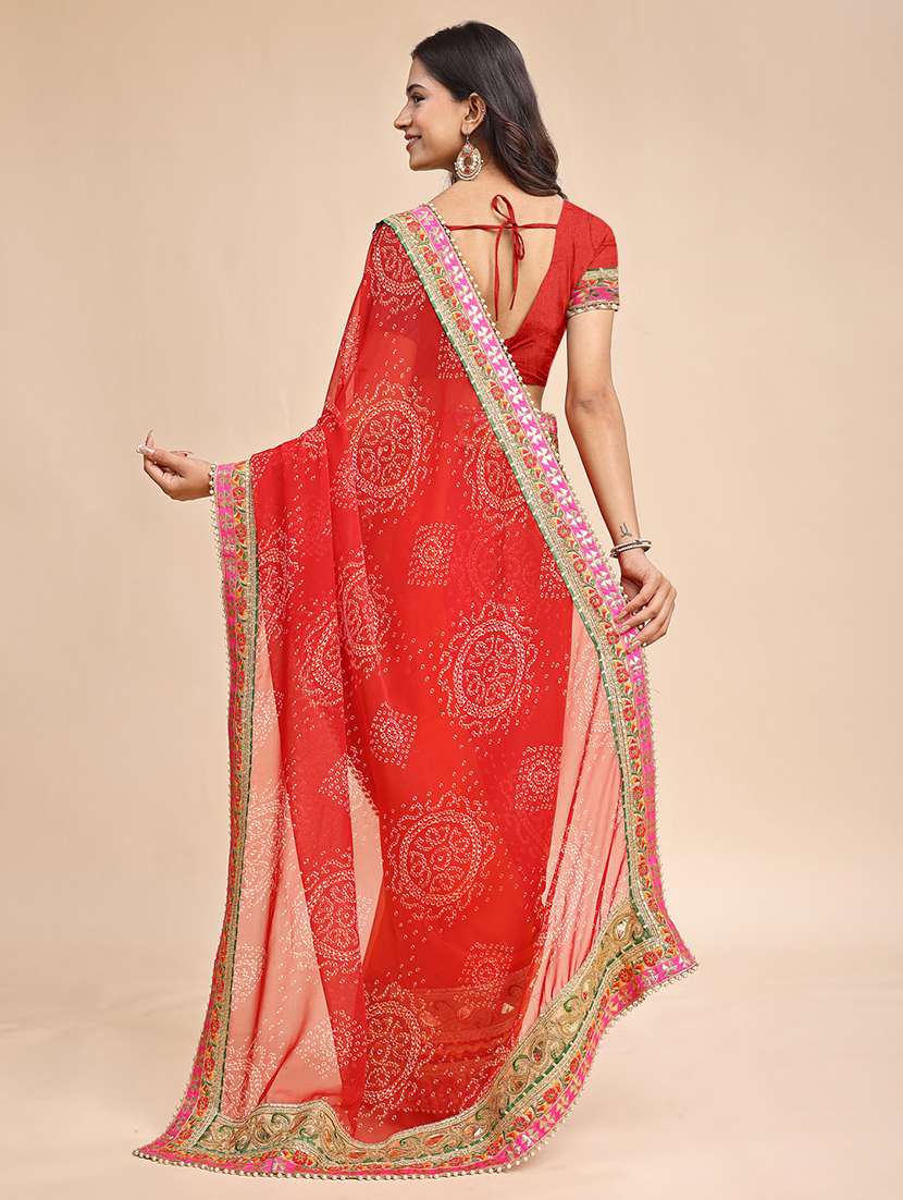 women bandhani printed half & half saree with blouse - 22606841 -  Standard Image - 4
