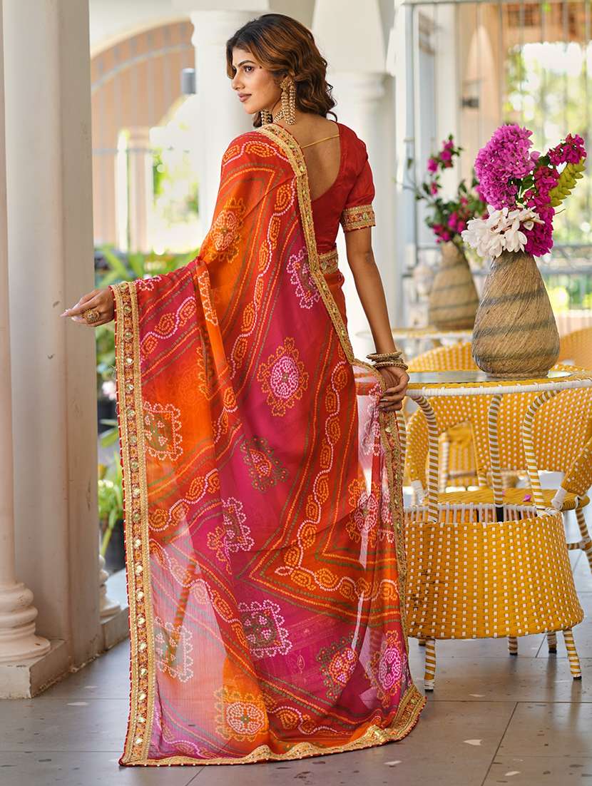 women bandhani printed half & half saree with blouse - 22606844 -  Standard Image - 4
