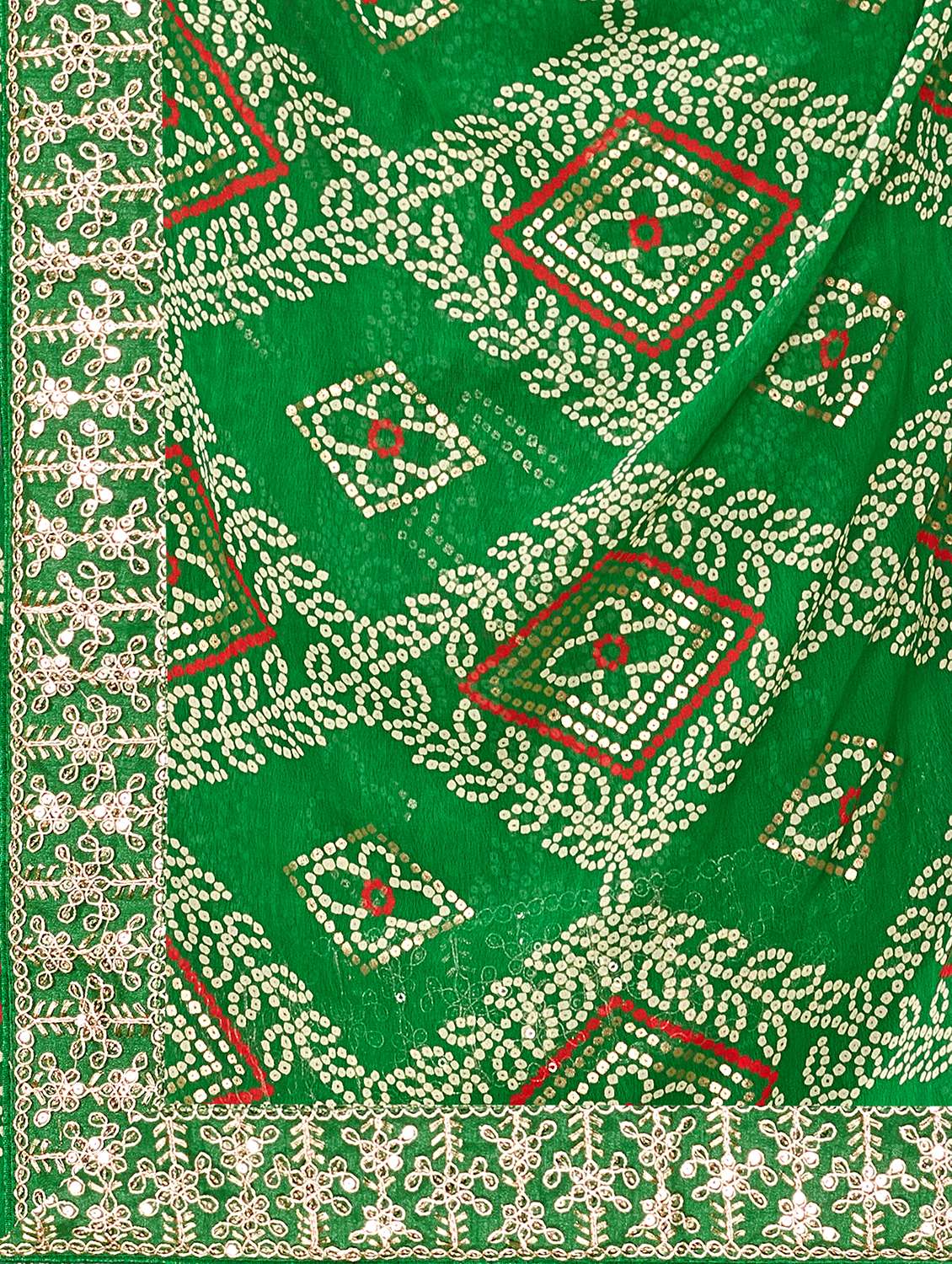 women bandhani printed saree with blouse - 22606848 -  Standard Image - 1