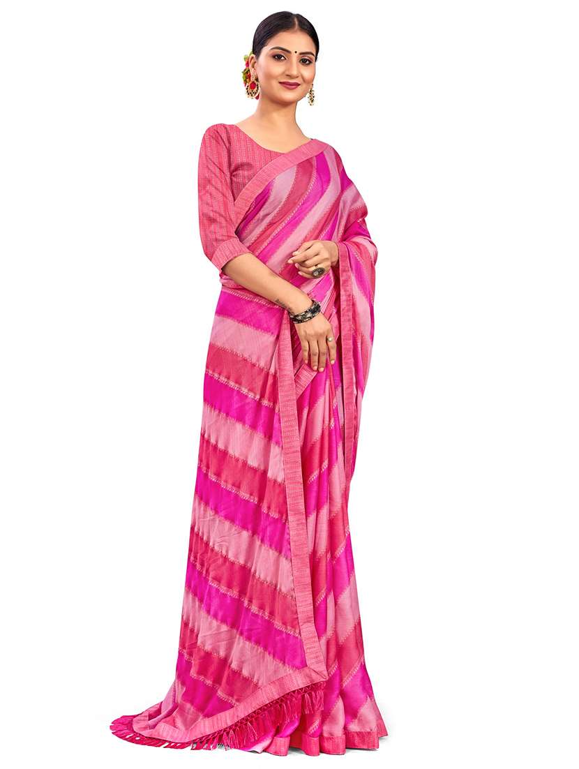 women leheriya printed saree with blouse - 22606854 -  Standard Image - 4