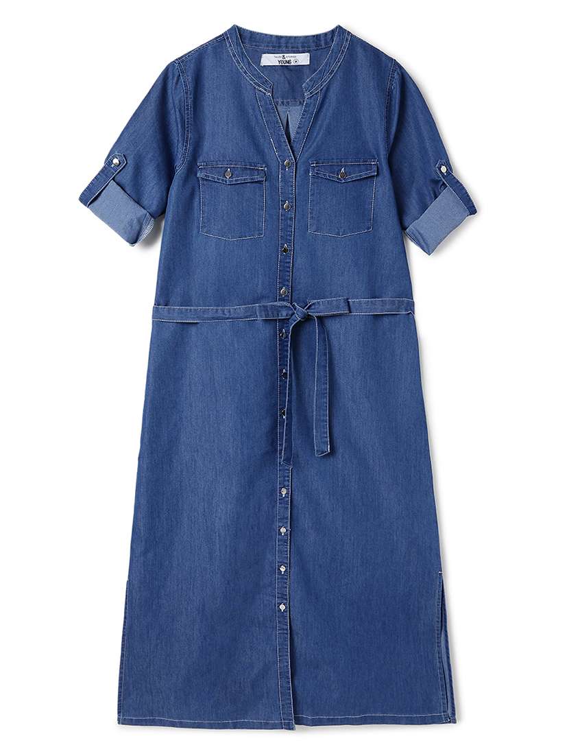 Women Solid Long Sleeves A-line Dress - 22606942 -  Standard Image - 1