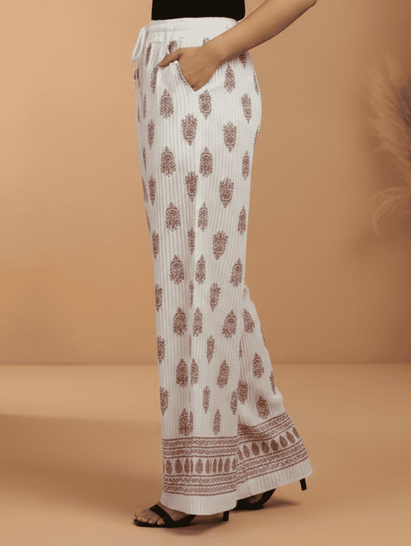 women printed mid rise straight palazzo - 22608443 -  Standard Image - 1