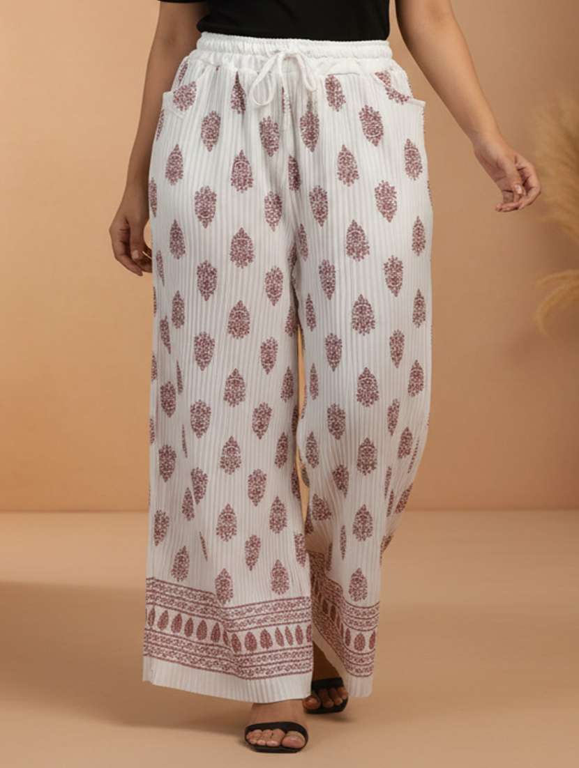 women pack of 2 printed mid rise straight palazzo - 22608448 -  Standard Image - 1