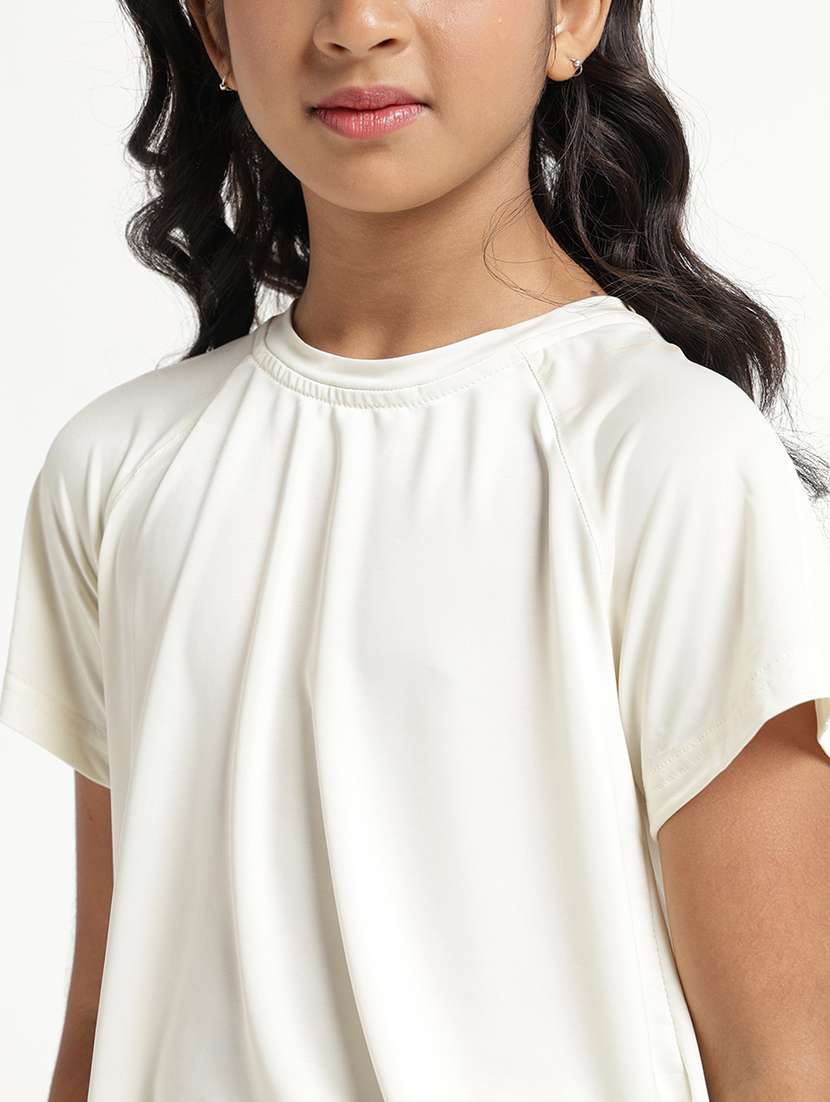 girls solid short sleeves regulatr fit top - 22608752 -  Standard Image - 1