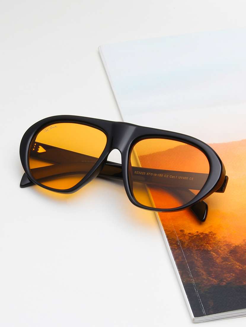 ted smith unisex black premium italian acetate sunglasses with polarized lenses.