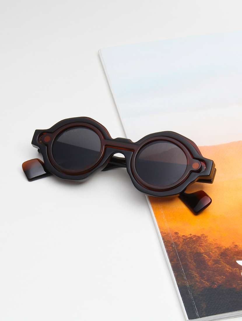 ted smith unisex brown premium italian acetate sunglasses with polarized lenses.