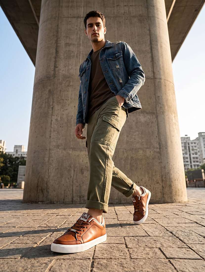 men solid lace up sneaker - 22608888 -  Standard Image - 4