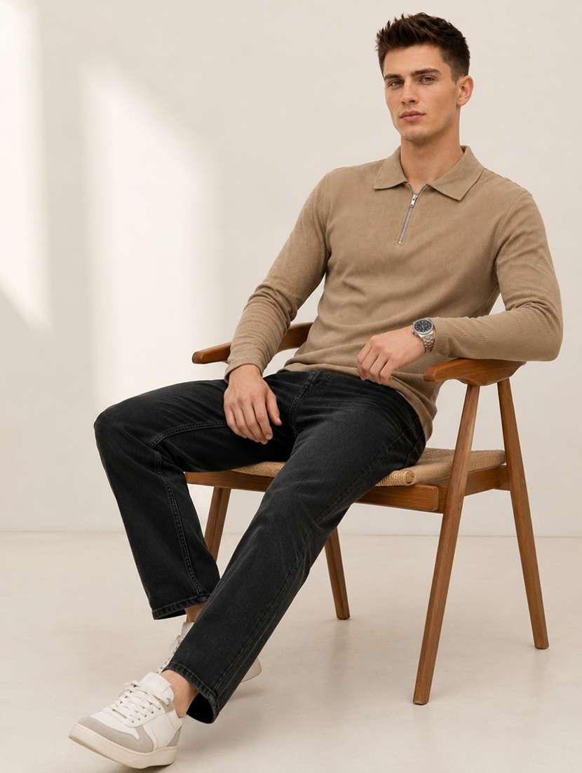 men self design long sleeves polo t-shirt - 22608991 -  Standard Image - 4