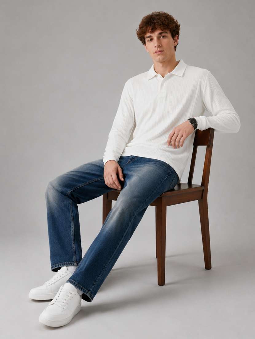 men self design long sleeves polo t-shirt - 22609000 -  Standard Image - 4