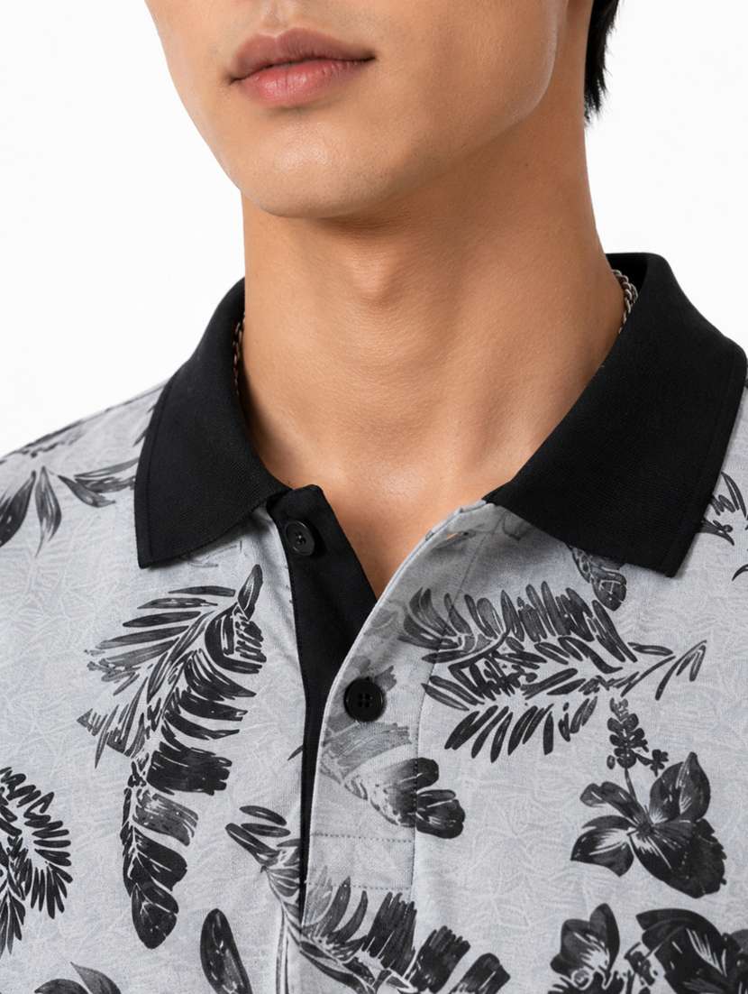 men printed short sleeves polo t-shirt - 22609006 -  Standard Image - 1