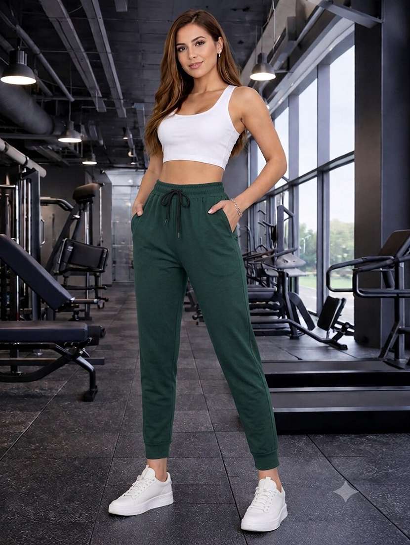 women solid high rise regular fit jogger - 22609132 -  Standard Image - 1