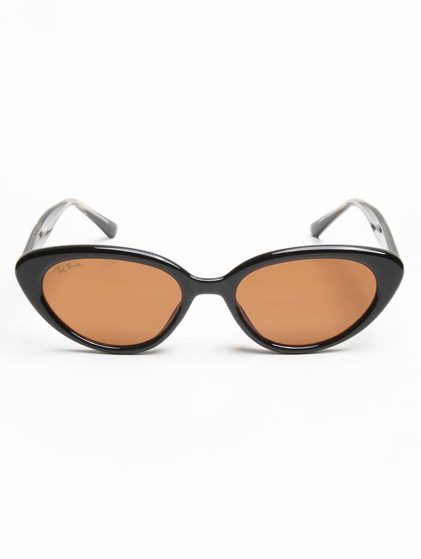black full rim cat eye sunglasses with brown lenses - 22609435 -  Standard Image - 1