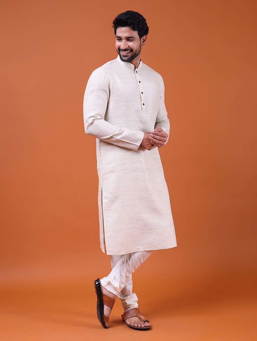 men self design mandarin neck long kurta  - 22609489 -  Standard Image - 1
