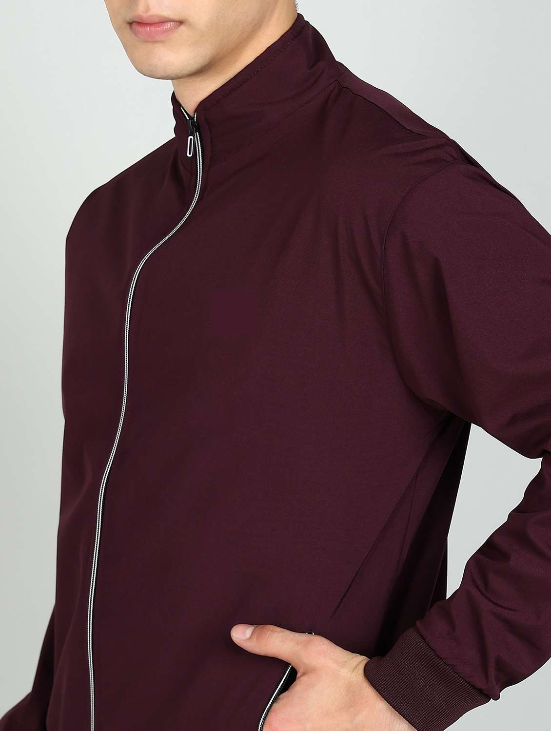 men solid long sleeves regular fit bomber jacket - 22609564 -  Standard Image - 1