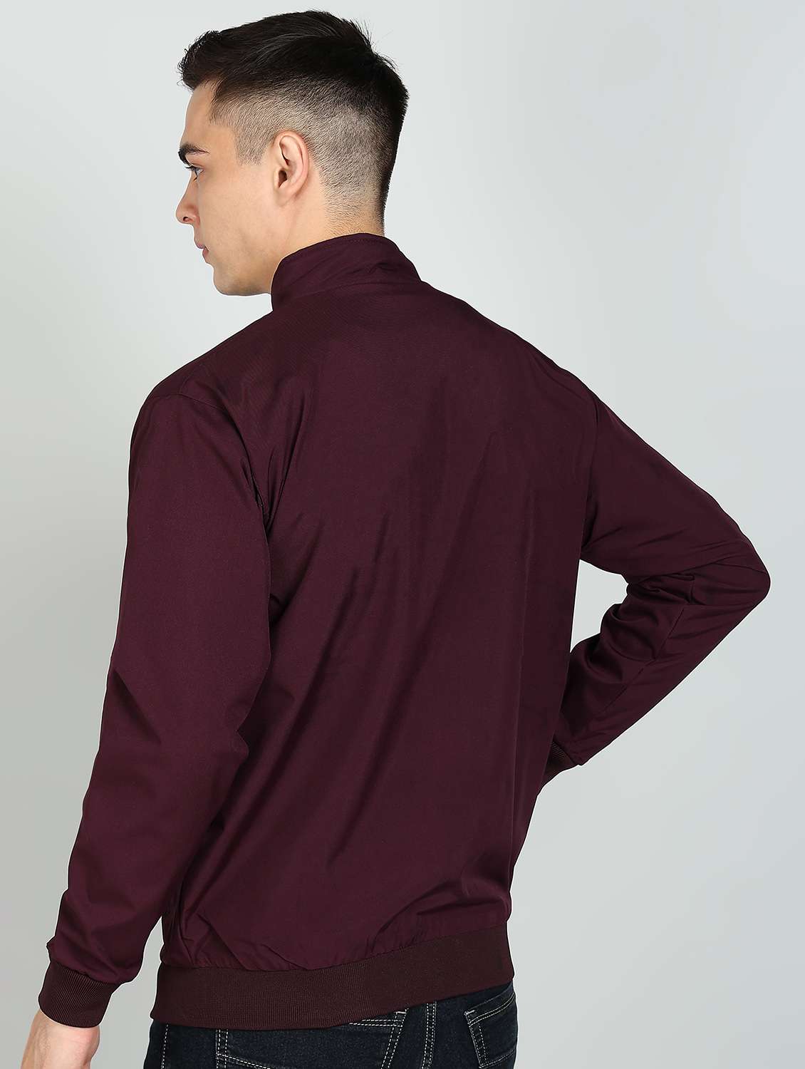 men solid long sleeves regular fit bomber jacket - 22609564 -  Standard Image - 4
