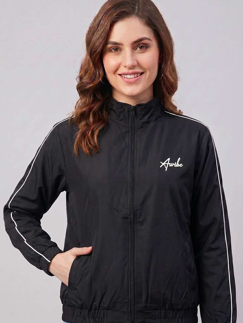 women tapered long sleeves windcheater jacket