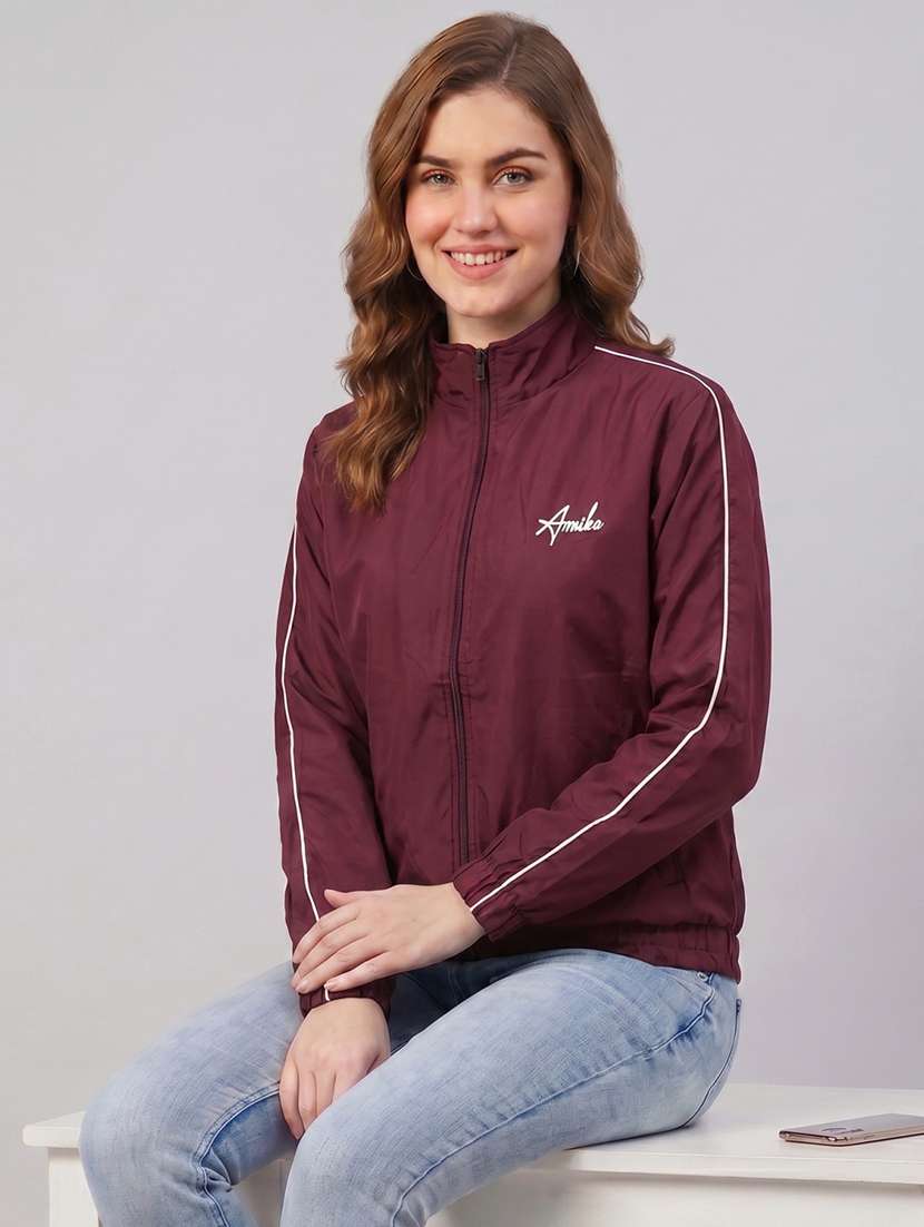 women tapered long sleeves windcheater jacket