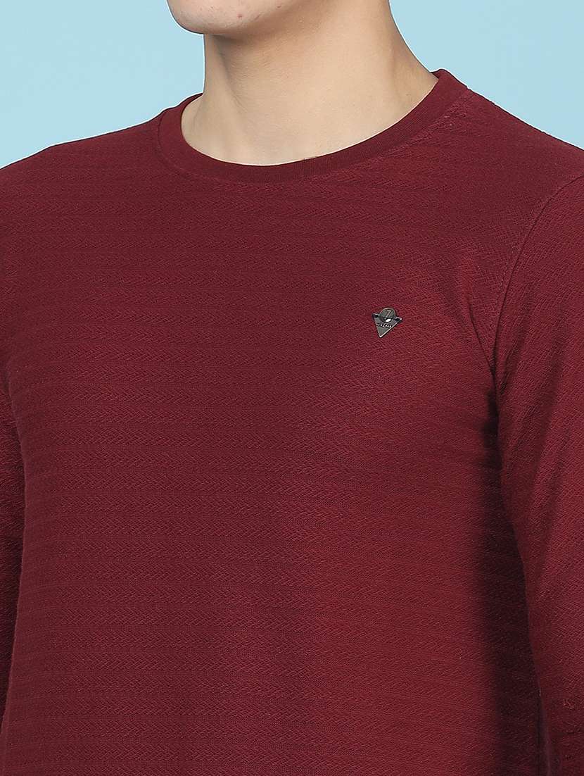 Men Self Design Long Sleeve Slim Fit T-shirt - 22609967 -  Standard Image - 1