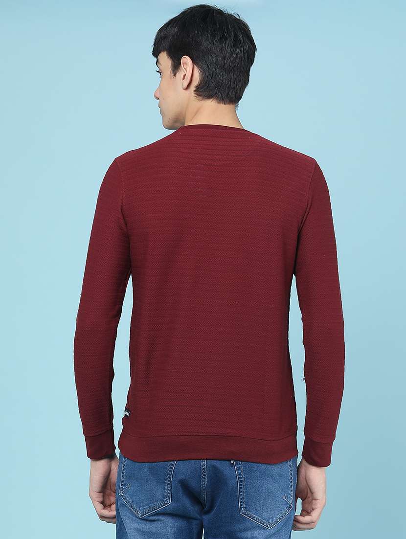 Men Self Design Long Sleeve Slim Fit T-shirt - 22609967 -  Standard Image - 4