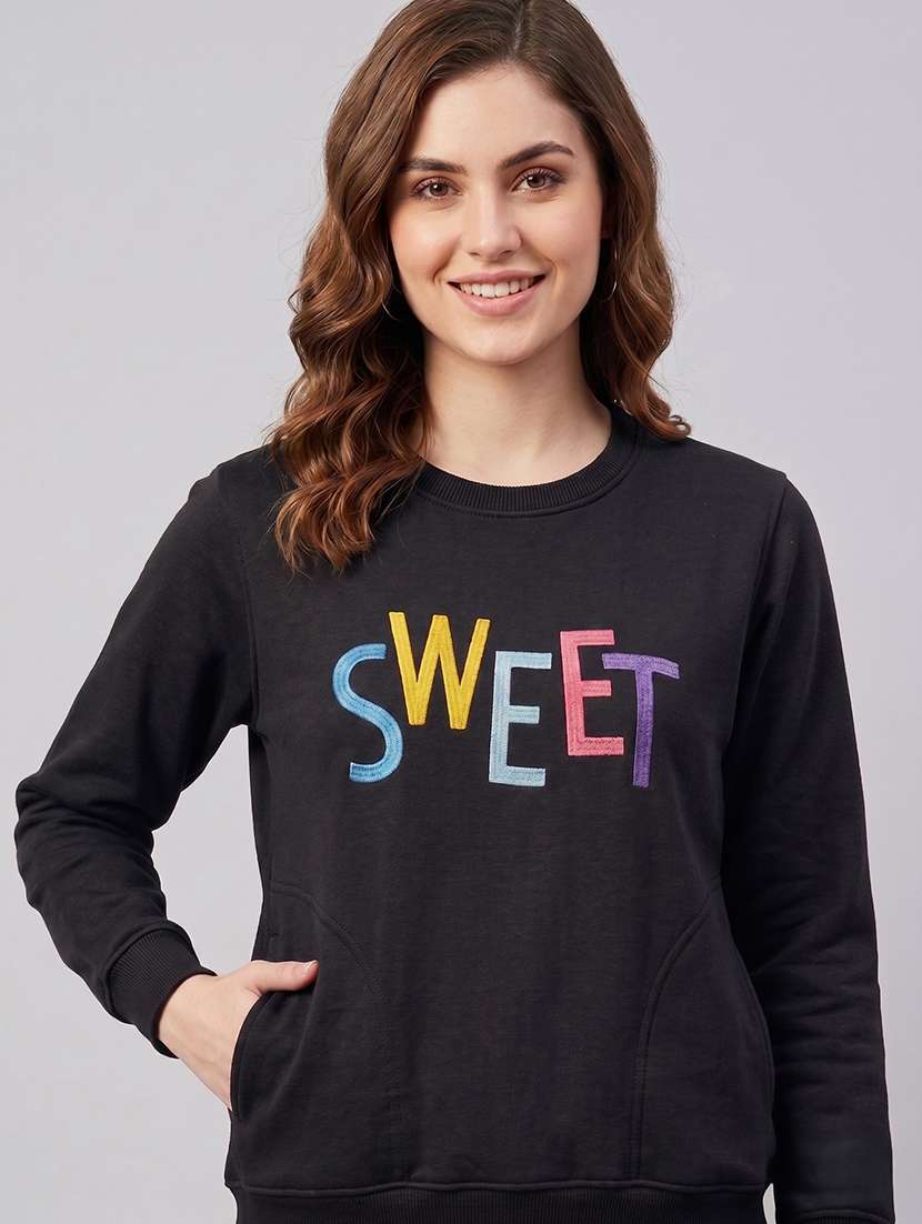 women typographic long sleeves regular fit sweatshirt - 22610064 -  Standard Image - 1