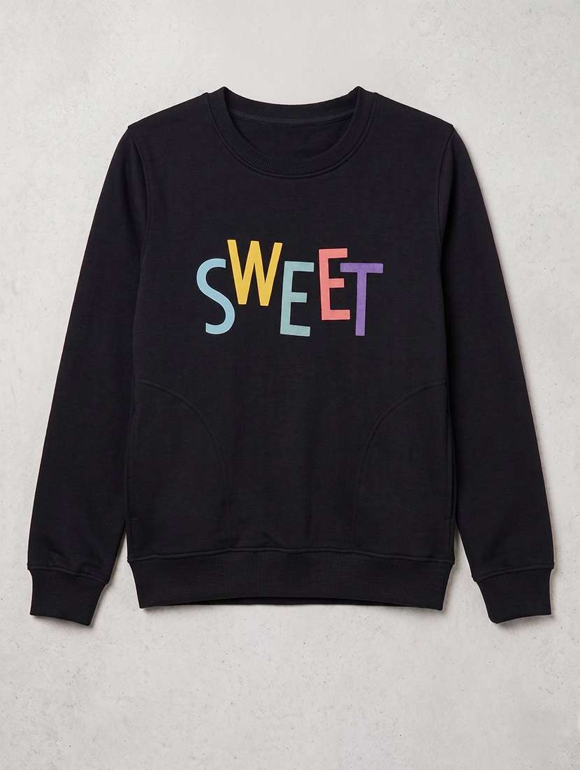 women typographic long sleeves regular fit sweatshirt - 22610064 -  Standard Image - 4