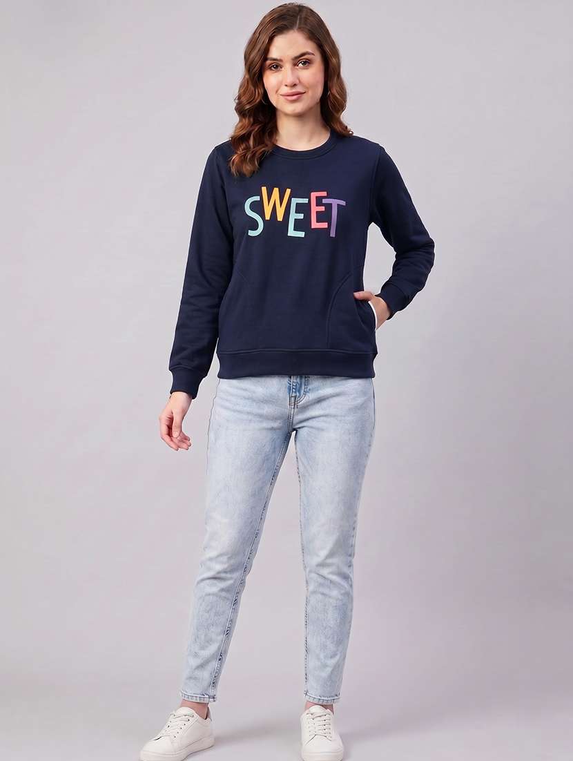 Women Typographic Long Sleeves Regular Fit Sweatshirt - 22610066 -  Standard Image - 4
