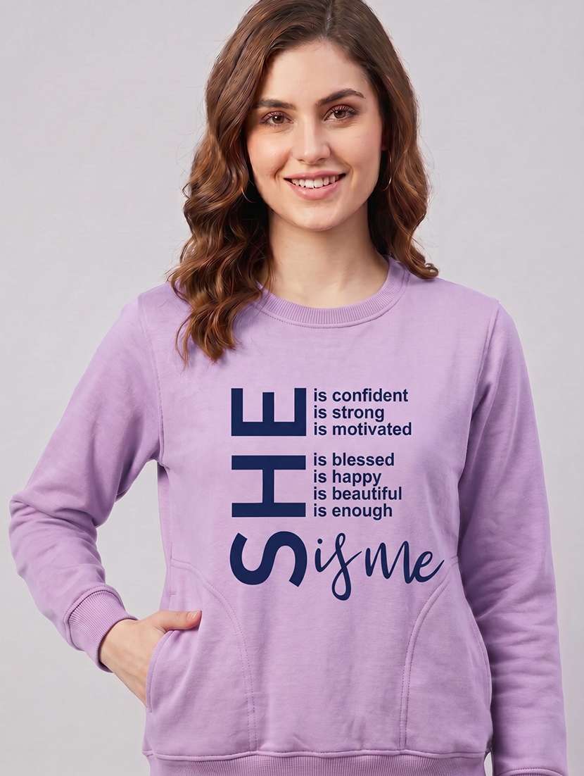 women printed long sleeves regular fit sweatshirt - 22610067 -  Standard Image - 1