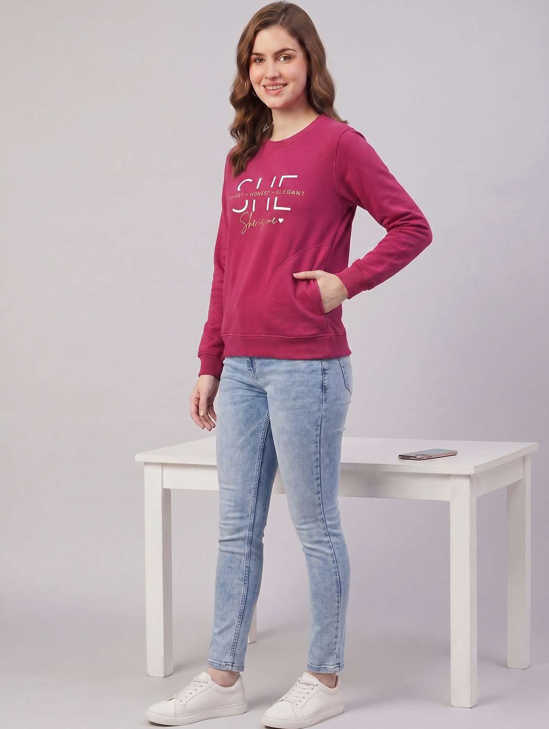 women printedl ong sleeves regular fit sweatshirt - 22610069 -  Standard Image - 4
