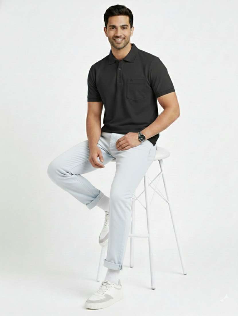 men solid short sleeves polo t-shirt - 22610071 -  Standard Image - 4