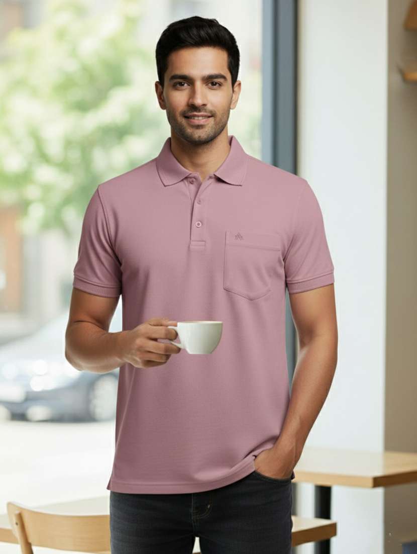 men solid short sleeves polo t-shirt - 22610074 -  Standard Image - 4