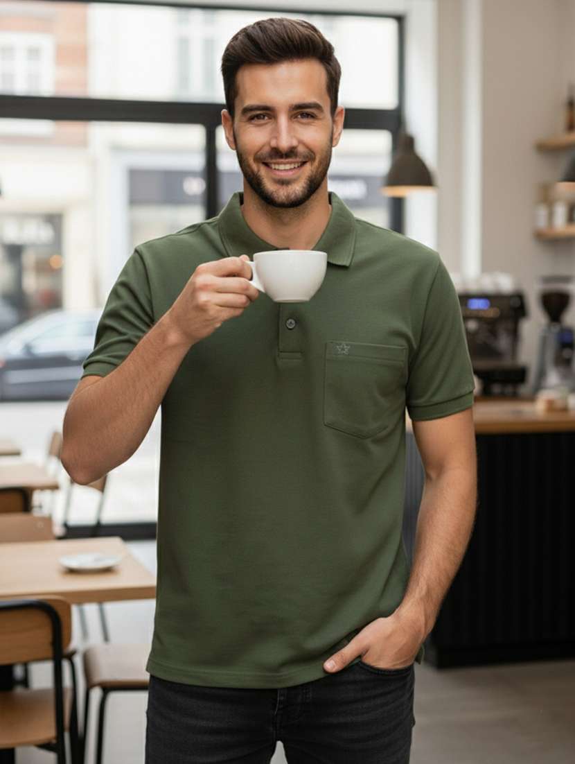 men solid short sleeves polo t-shirt - 22610075 -  Standard Image - 1
