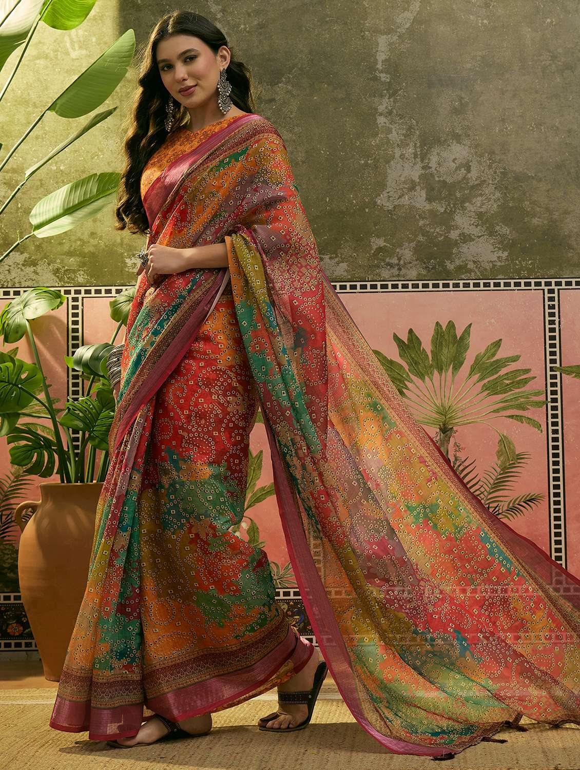 women printed casual wear saree with blouse - 22610095 -  Standard Image - 1