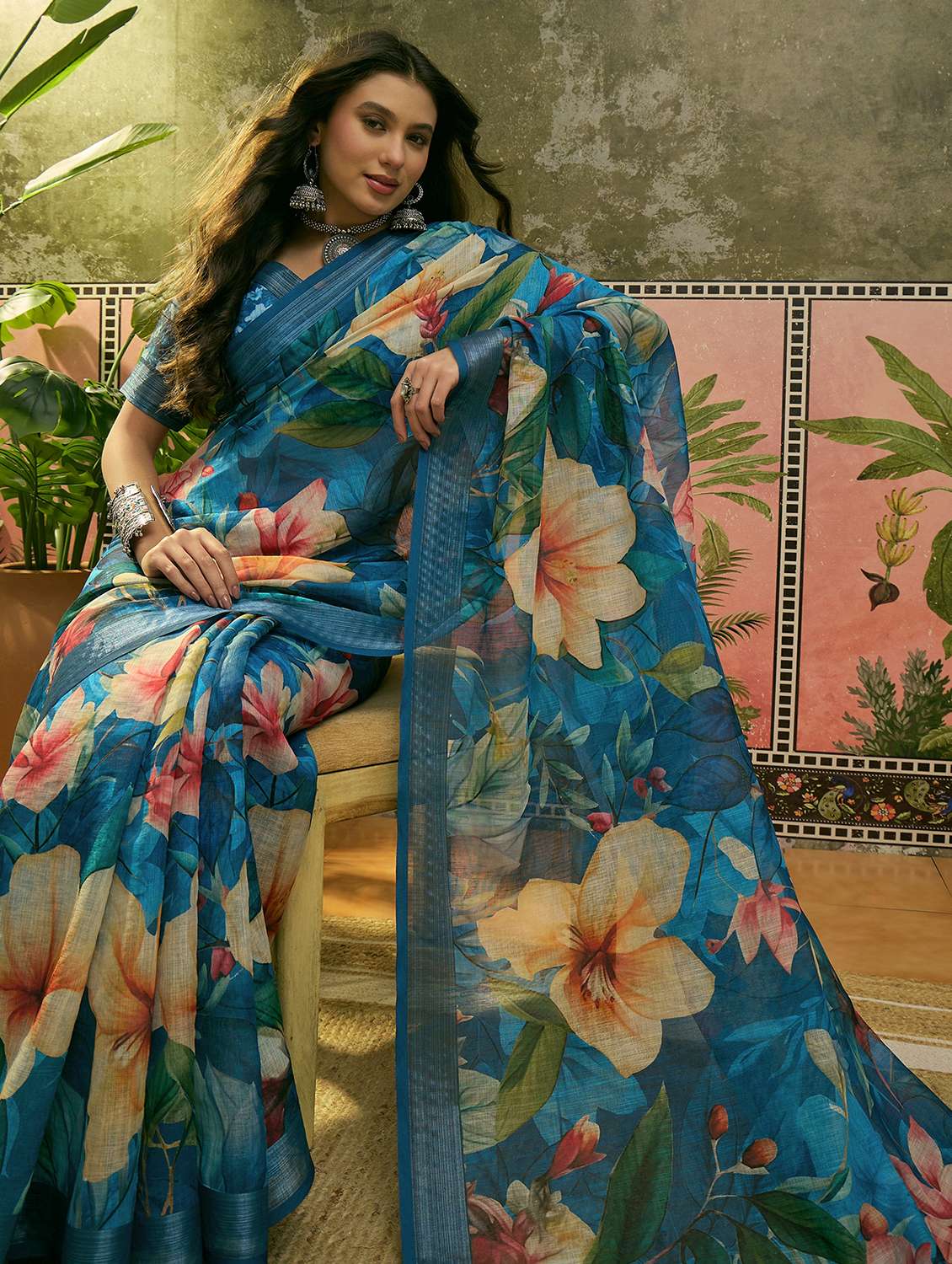 women printed casual wear saree with blouse - 22610096 -  Standard Image - 4