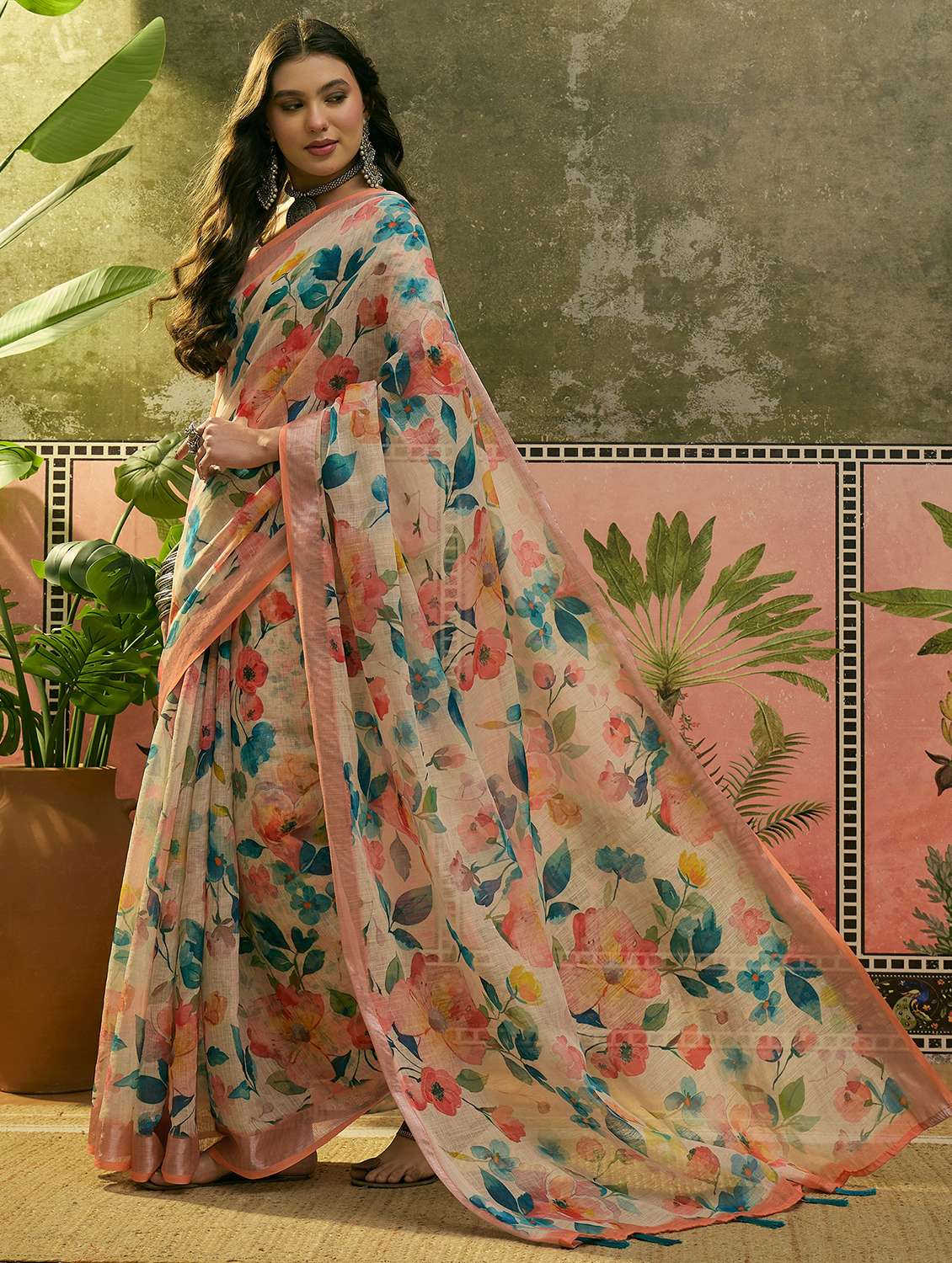 women printed casual wear saree with blouse - 22610109 -  Standard Image - 1
