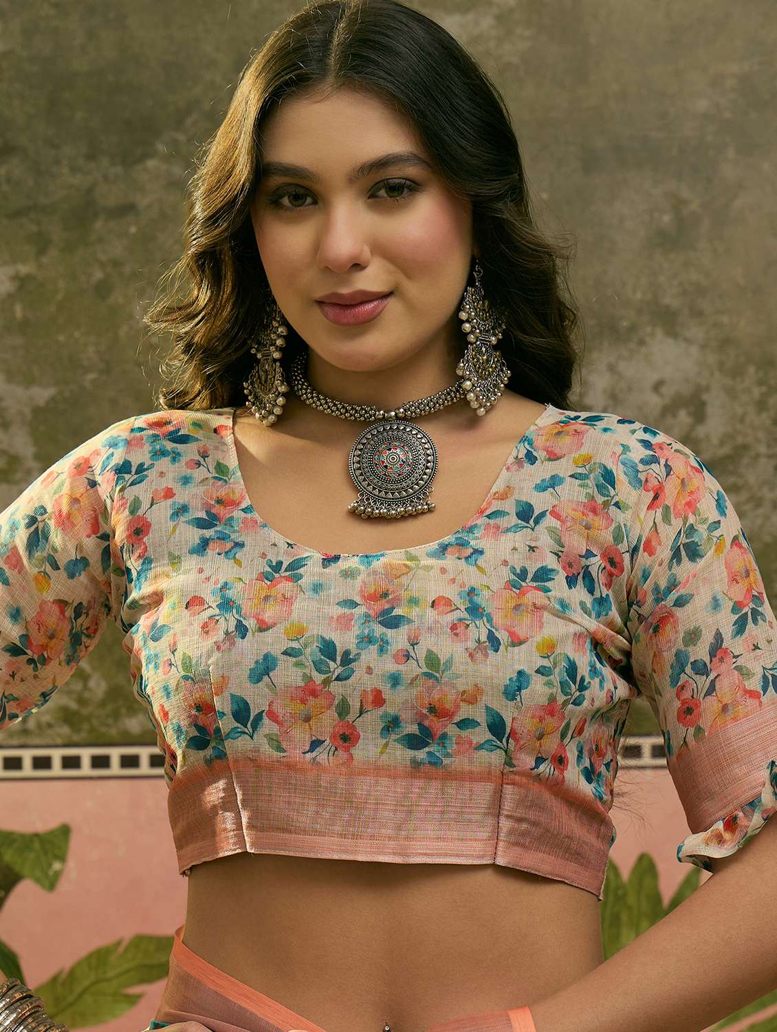 women printed casual wear saree with blouse - 22610109 -  Standard Image - 4