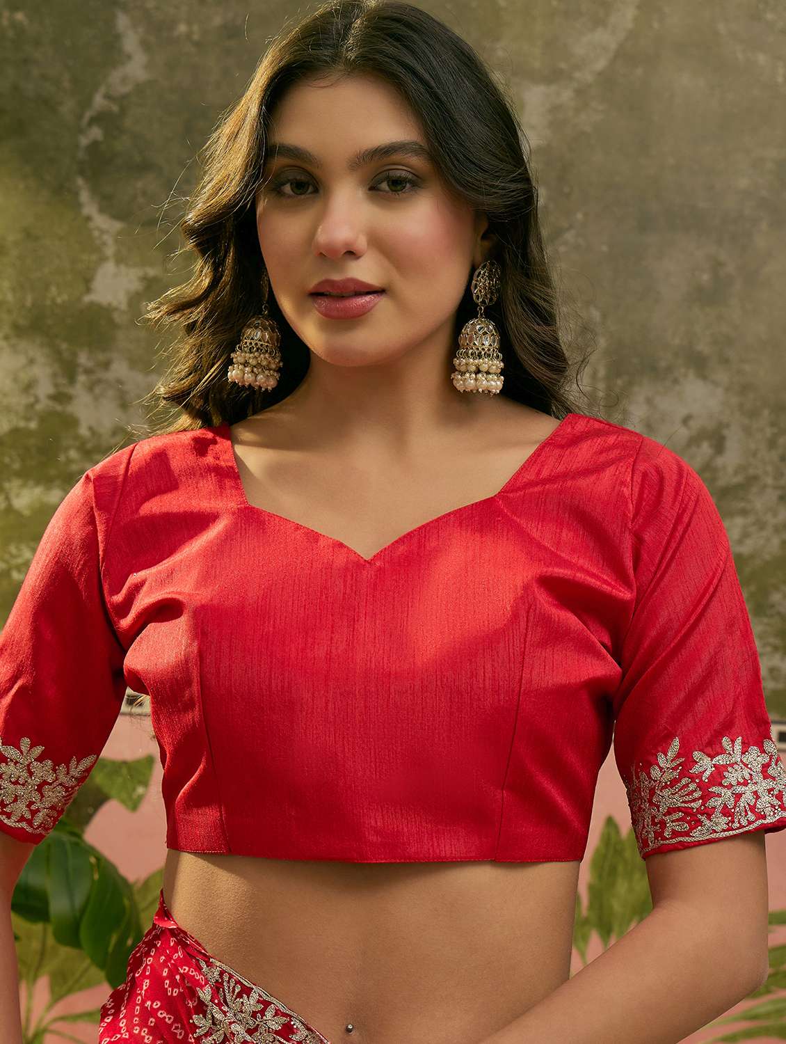 women bandhani printed saree with blouse - 22610110 -  Standard Image - 4