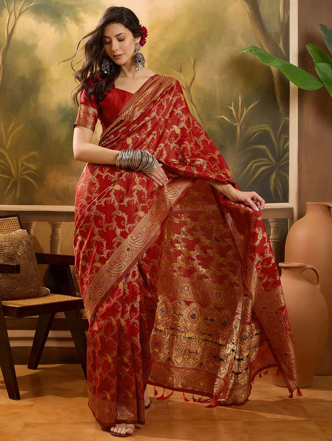 women self design banarasi saree with blouse - 22610161 -  Standard Image - 1