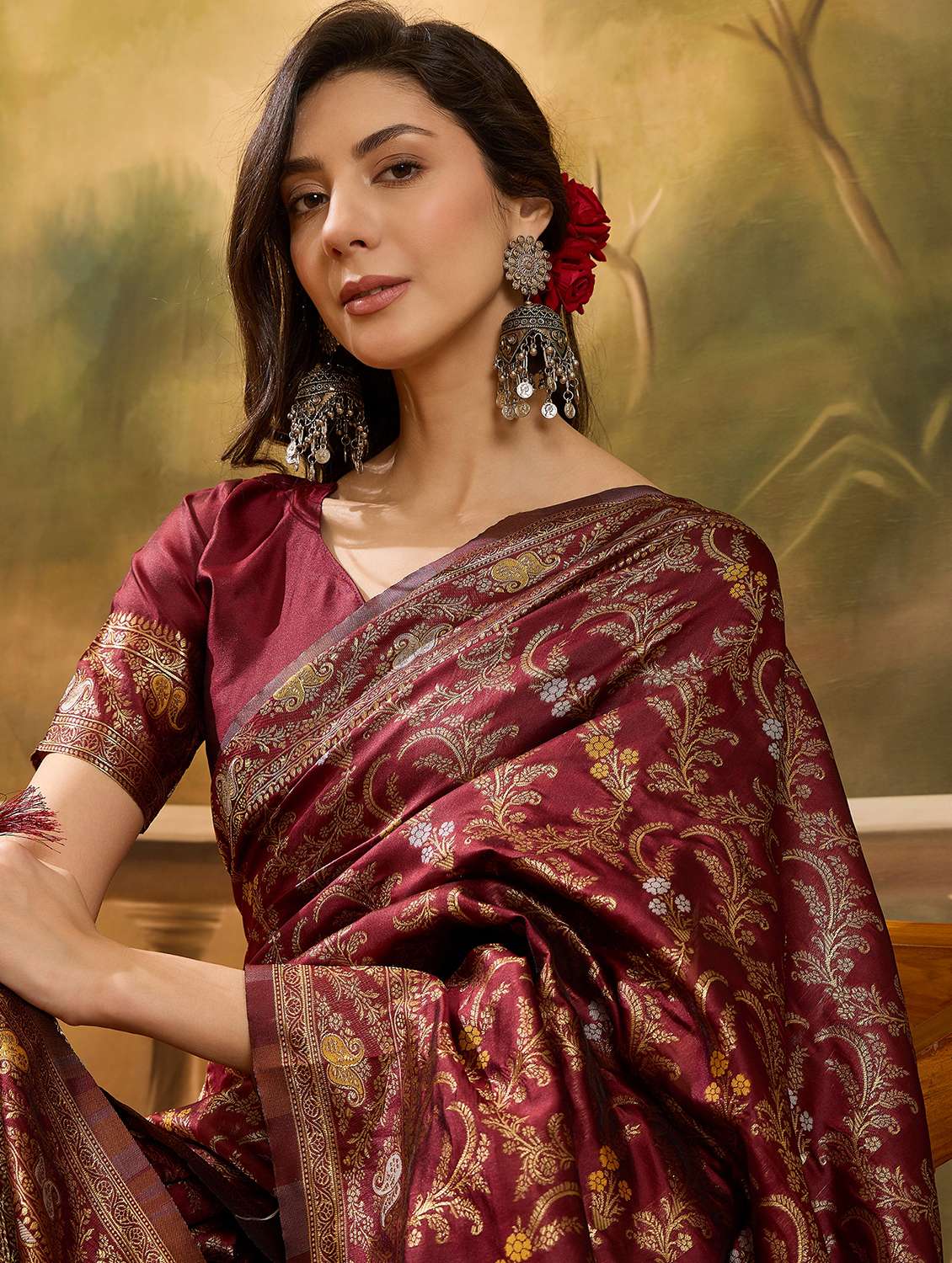 women self design banarasi saree with blouse - 22610162 -  Standard Image - 1