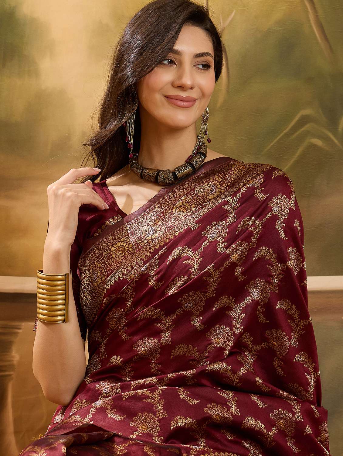 Women Self Design Banarasi Saree With Blouse - 22610172 -  Standard Image - 1