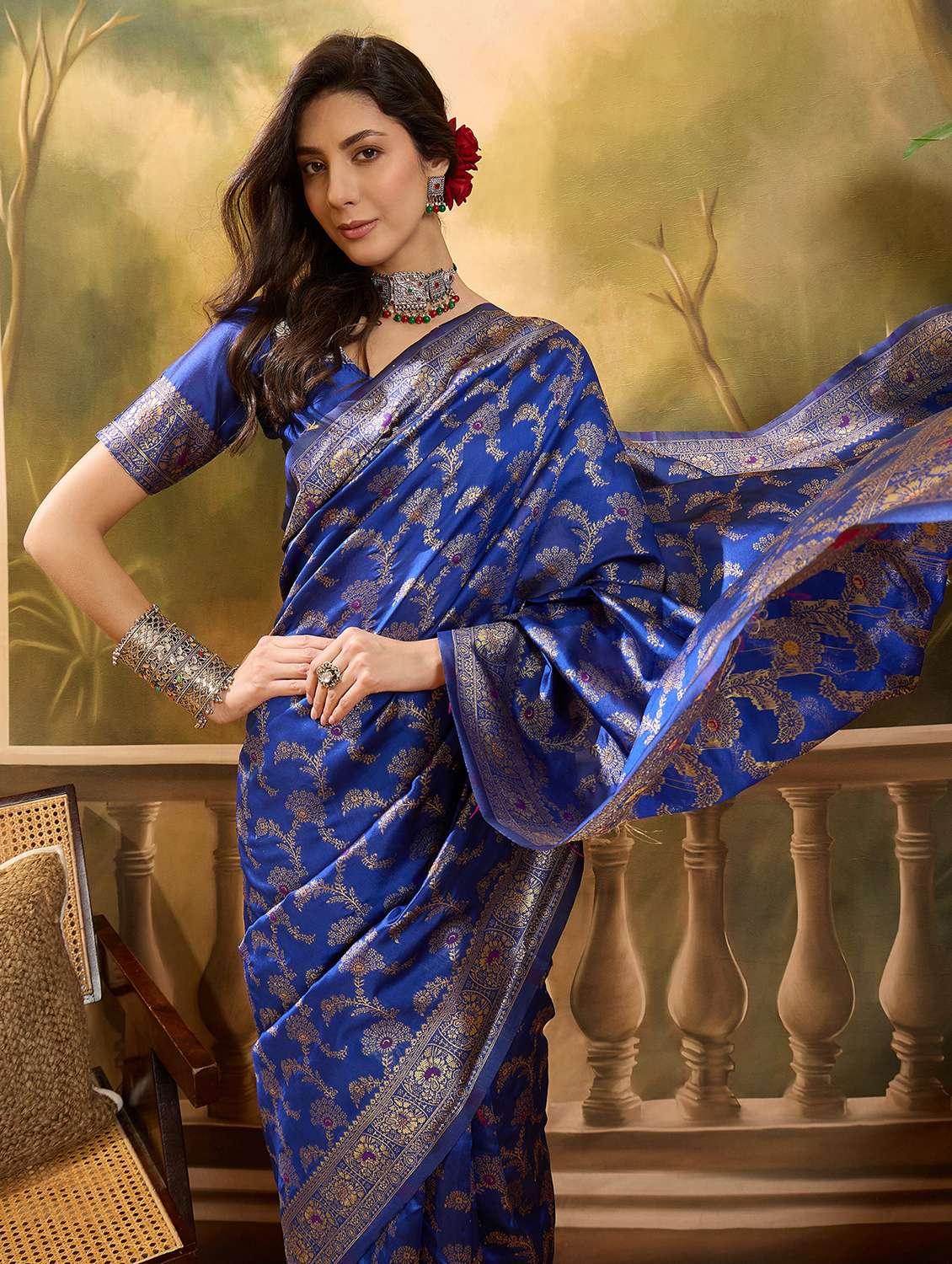 Women Self Design Banarasi Saree With Blouse - 22610174 -  Standard Image - 1