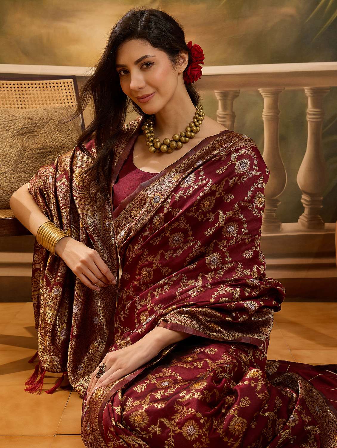 women self design banarasi saree with blouse - 22610178 -  Standard Image - 4