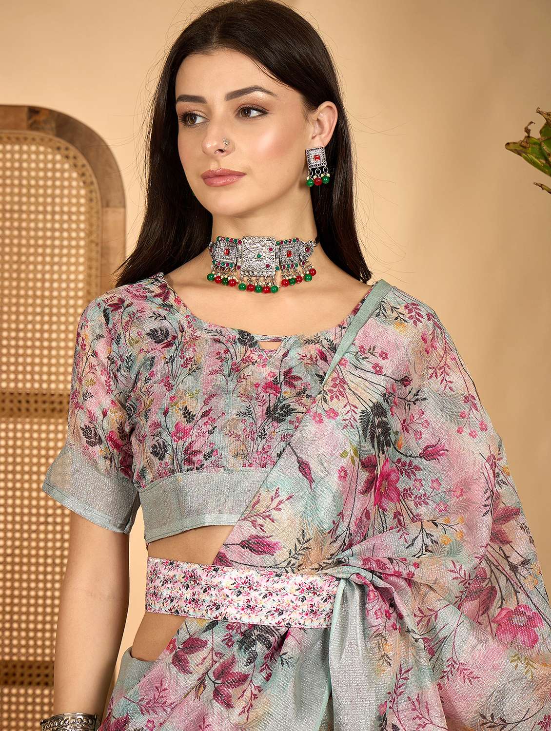 women printed casual wear saree with blouse - 22610183 -  Standard Image - 1
