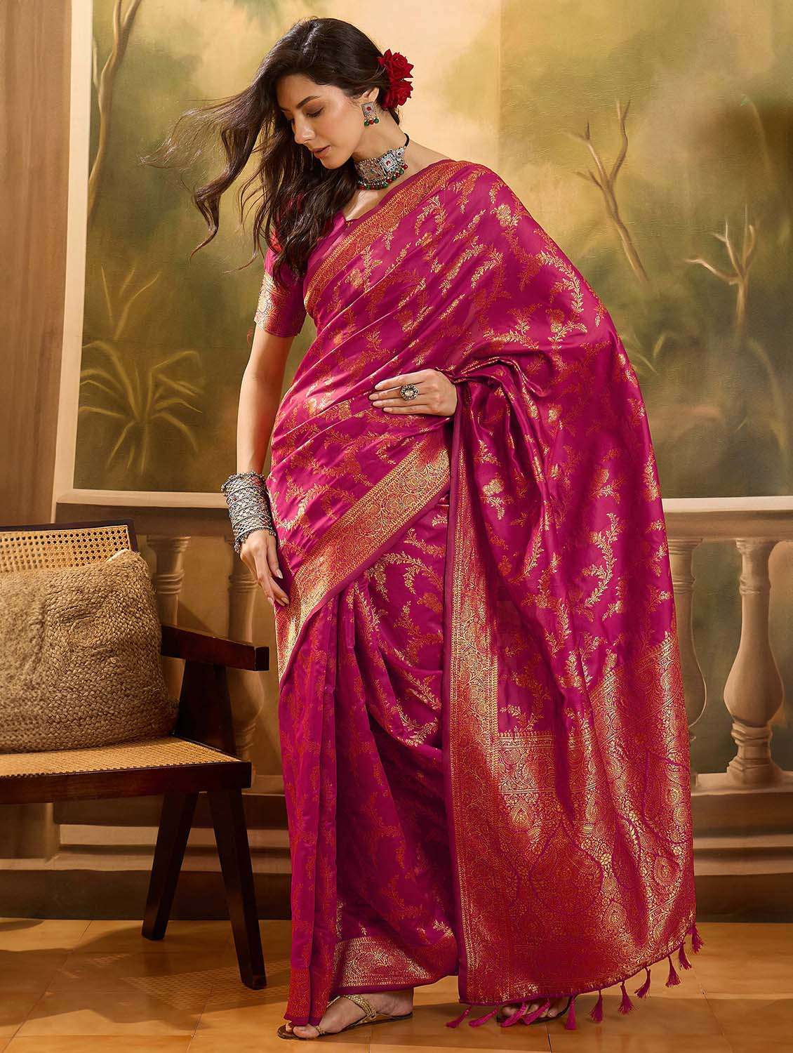women self design banarasi saree with blouse - 22610199 -  Standard Image - 1