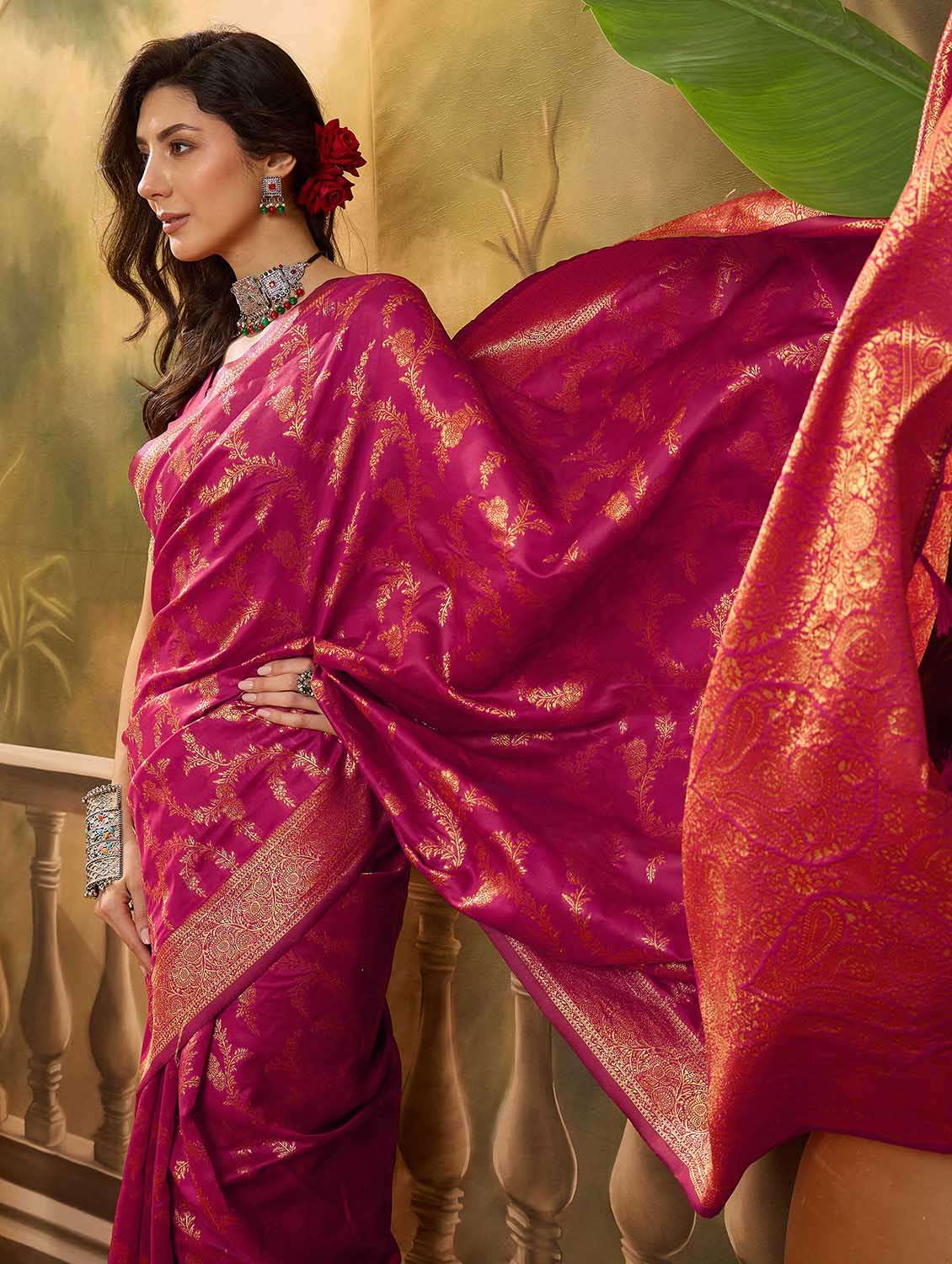 women self design banarasi saree with blouse - 22610199 -  Standard Image - 4