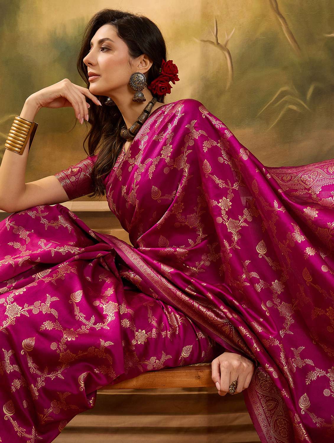 women self design banarasi saree with blouse - 22610208 -  Standard Image - 4