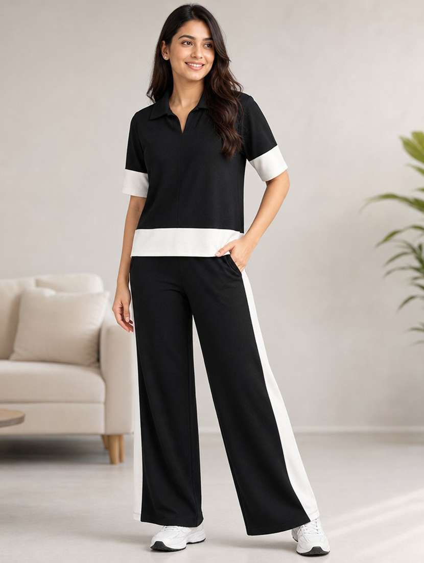 women colourblocked short sleeves top and trouser co-ord set  - 22610217 -  Standard Image - 1